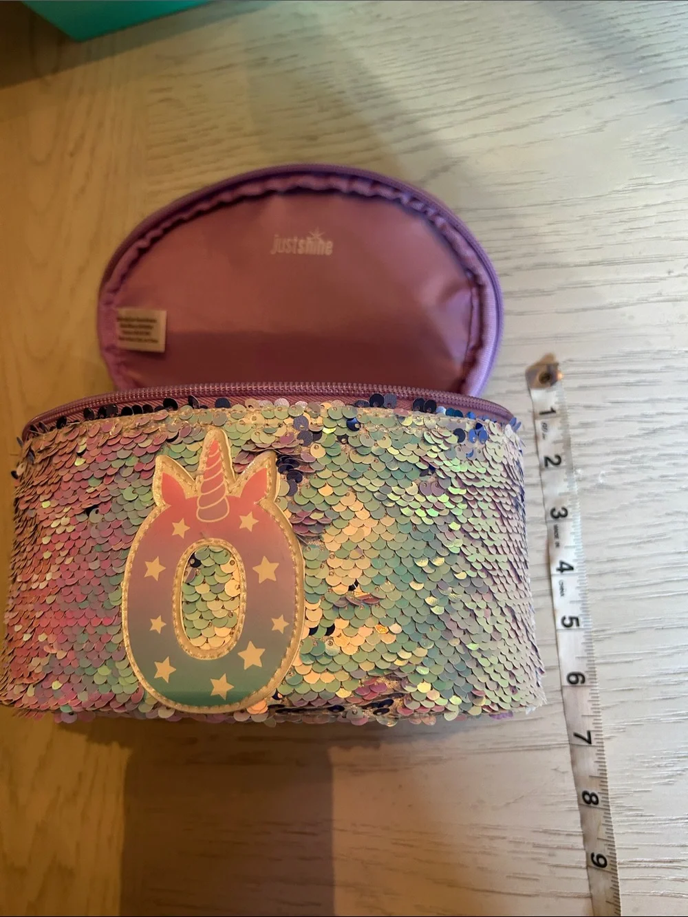 Sequin Unicorn Letter O Kids Carry Case - Iridescent Sequins Purple & Pastel